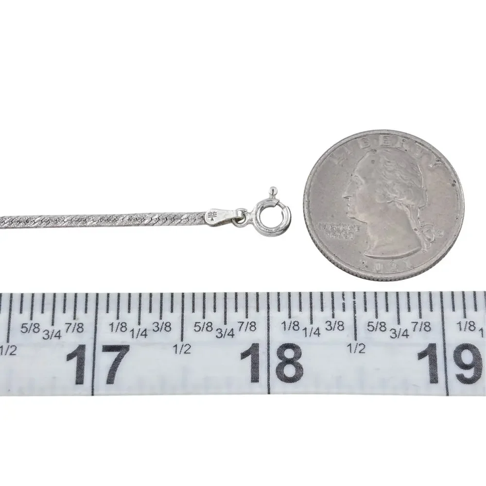 Vintage Italy Sterling Silver 925 Herringbone Chain Necklace 18